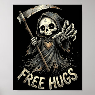 Grim Reaper Omhelst Skelet Donkere Humor Poster