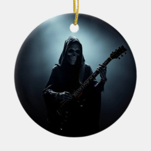 Grim reaper op het podium met gitaar keramisch ornament