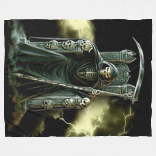 GRIM REAPER OVER ZIJN DRONE FLEECE DEKEN (Voorkant (Horizontaal))