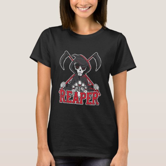 Grim Reaper Pin Reaper Bowling T-shirt (Voorkant)