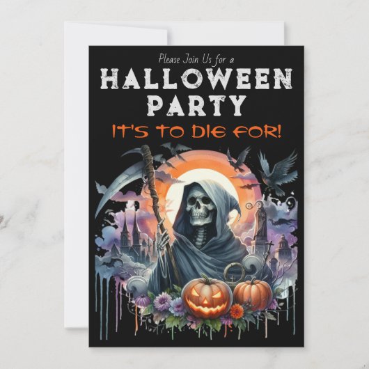 Grim Reaper Pompoenen en begraafplaats Halloween P Kaart (Voorkant)