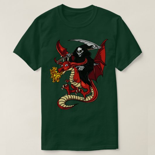 Grim Reaper Riding Dragon T-shirt (Design voorkant)