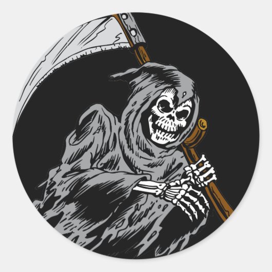 Grim Reaper Ronde Sticker (Voorkant)