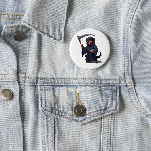 Grim Reaper Rottweiler Dog Ronde Button 5,7 Cm (In situ)