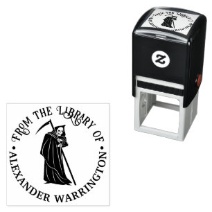 Grim Reaper Silhouet #2 Ronde Bibliotheek Boek Naa Zelfinktende Stempel