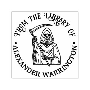 Grim Reaper Silhouette #3 Ronde Bibliotheek Boekna Zelfinktende Stempel