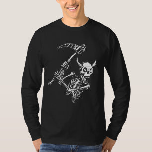 Grim Reaper Skelet Halloween Enge Botten Schedel G T-shirt