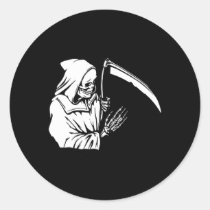 Grim Reaper Skelet Pocket Corner Ronde Sticker