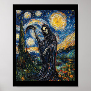 Grim Reaper Skelet - Van Gogh Style - Sterrenschip Poster