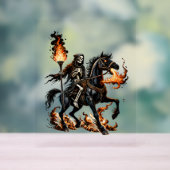 Grim Reaper Skeleton Rijdende Paard Vlammen Acryl Bord (Neutraal)