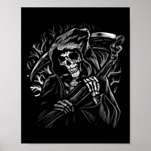 Grim Reaper Skull Death Scythe Dead Gothic Horror Poster
