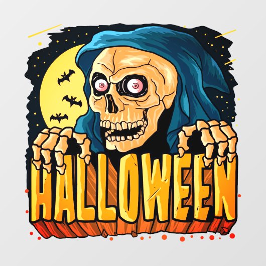 Grim Reaper Skull Horror Halloween Raamsticker (Vel)