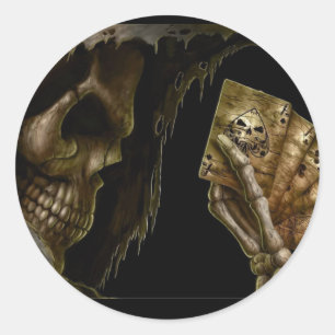 Grim Reaper speelt Kaarten met winnende hand Ronde Sticker