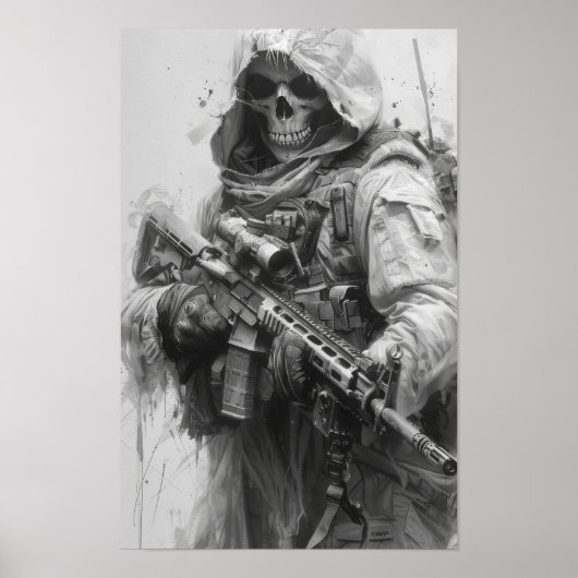 Grim Reaper Squelette avec Assault Rifle Poster (Devant)