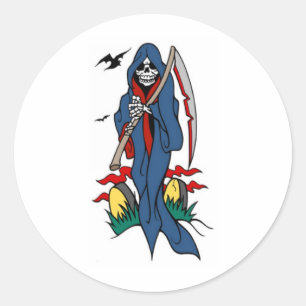 GRIM REAPER TATTOO PRINT RONDE STICKER