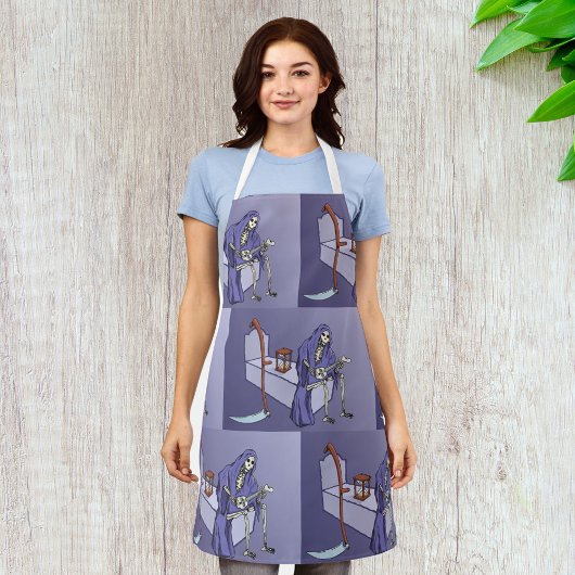 Grim Reaper Wachtend met Zandloper Schort