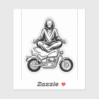 Grim Reaper Zen-sticker — Mediterende motorrijder  Sticker