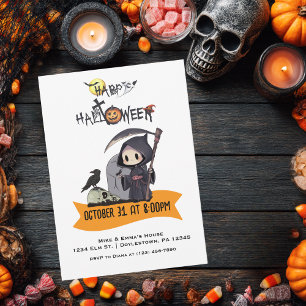 Grim Reaper Zwarte Kraai Kerkhof Kinderen Hallowee Kaart