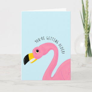 Grimacing flamingo grappig krijgen ouder verjaarda kaart
