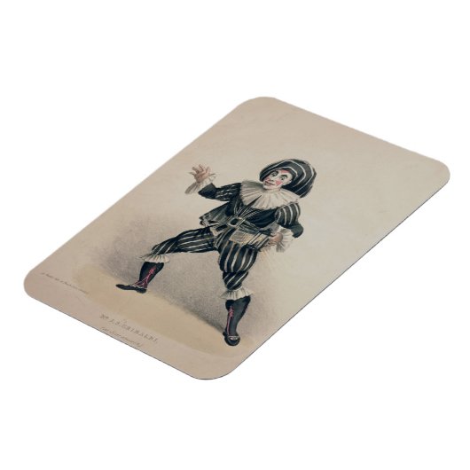 Grimaldi als Scaramouche uit de Commedia dell'Ar Magneet (Linkerzijde)