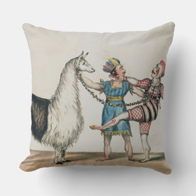 Grimaldi en de Alpaca in het Populaire Pantomime Kussen (Voorkant)