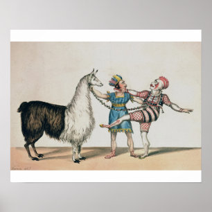 Grimaldi en de Alpaca in het Populaire Pantomime Poster