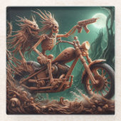 Grimbone en Skulldust, gemonteerd hun grote haksel Glazen Onderzetter (Voorkant)