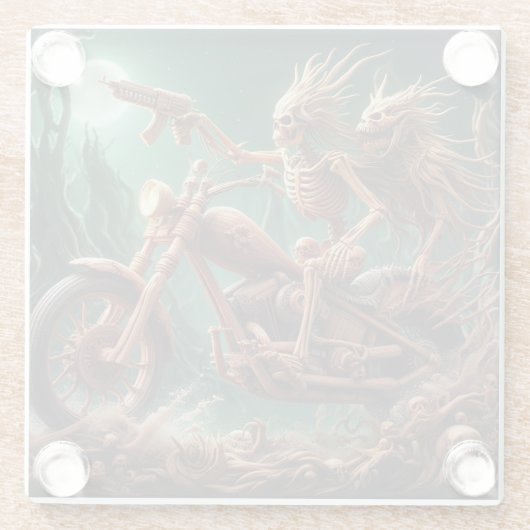 Grimbone en Skulldust, gemonteerd hun grote haksel Glazen Onderzetter (Achterkant)