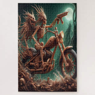 Grimbone en Skulldust, gemonteerd hun grote haksel Legpuzzel