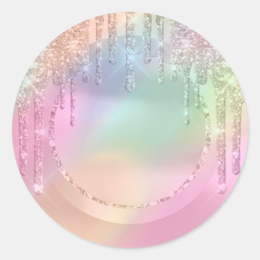 Grimmer  Drips Roze Glitters Sweet 16th Ronde Sticker (Voorkant)