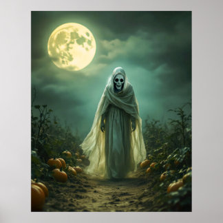 Grimmig figuur in maanlicht poster