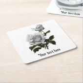 Grimoire White Rose Vierkante Kartonnen Onderzetter (Schuin)