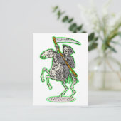 grimpapier op paard met scythe briefkaart (Staand voorkant)