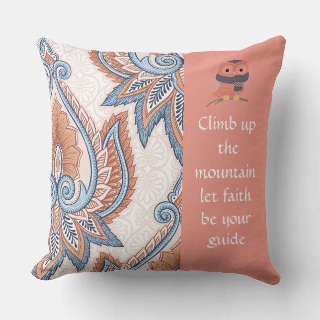 Grimpez à la Mountain Paisley Peach/Blue Coussin (Recto)