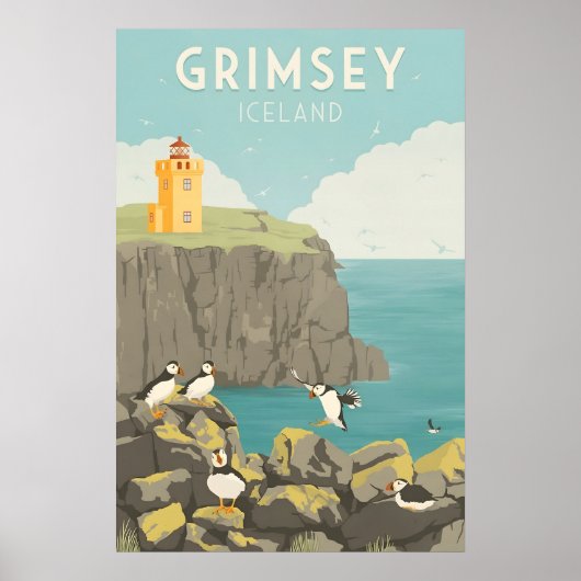 Grimsey IJsland Reisposter Poster (Voorkant)