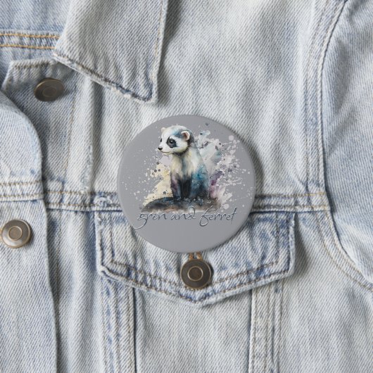 Grin en Ferret Pun Ronde Button 7,6 Cm (In situ)