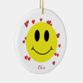 Grin Face met Red Hearts gepersonaliseerd Keramisch Ornament (Rechts)