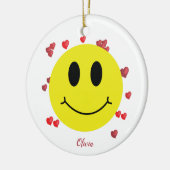 Grin Face met Red Hearts gepersonaliseerd Keramisch Ornament (Links)