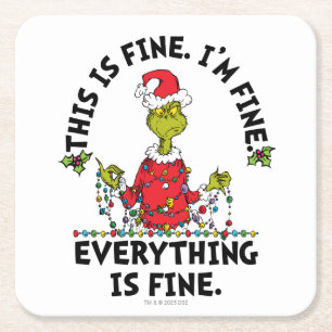 Grinch Alles is prima Vierkante Kartonnen Onderzetter