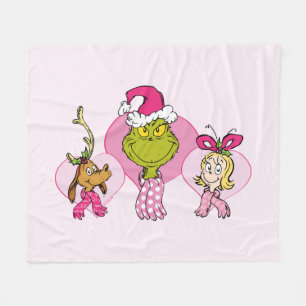 Grinch-bende in Roze Valentijnsportret Fleece Deken