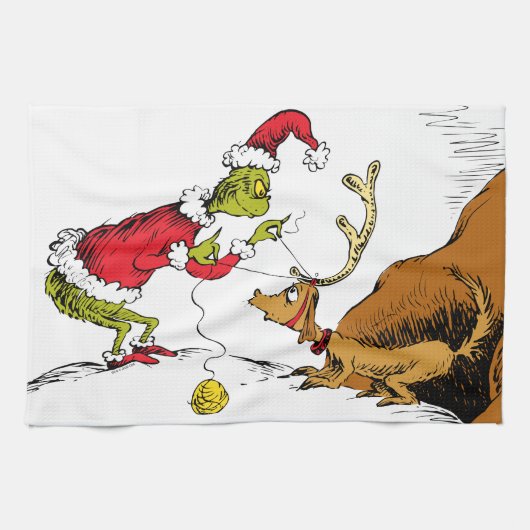 Grinch Bereidt Max de Rendier Voor Theedoek (Horizontaal)