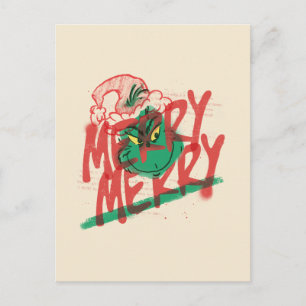 Grinch   Blij Blij Grunge Grafisch Briefkaart