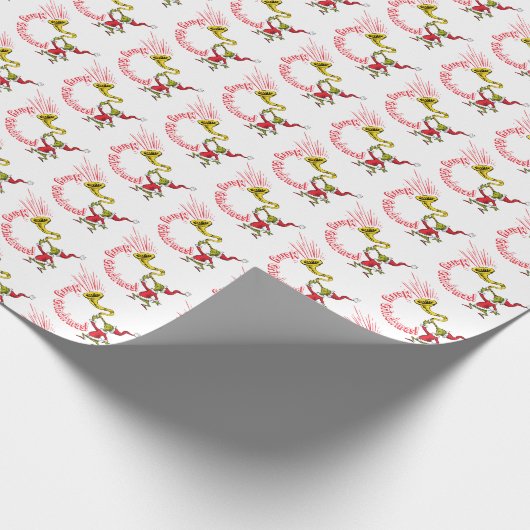 Grinch Blowing the Merry Grinchmas Horn Cadeaupapier (Hoek)