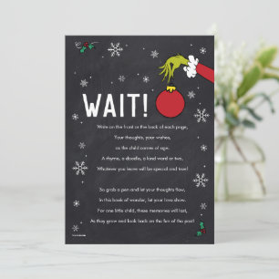 Grinch Chalkboard Guest Book Party Sign Kaart