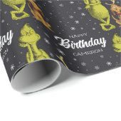 Grinch Chalkboard Verjaardag Cadeaupapier (Rol Hoek)