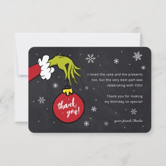 Grinch Chalkboard Verjaardag Dank u (Voorkant)