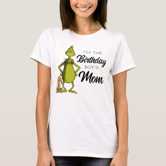 Grinch Chalkboard Verjaardag Jongen's Mam T-shirt (Voorkant)