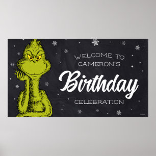 Grinch Chalkboard Verjaardag Poster