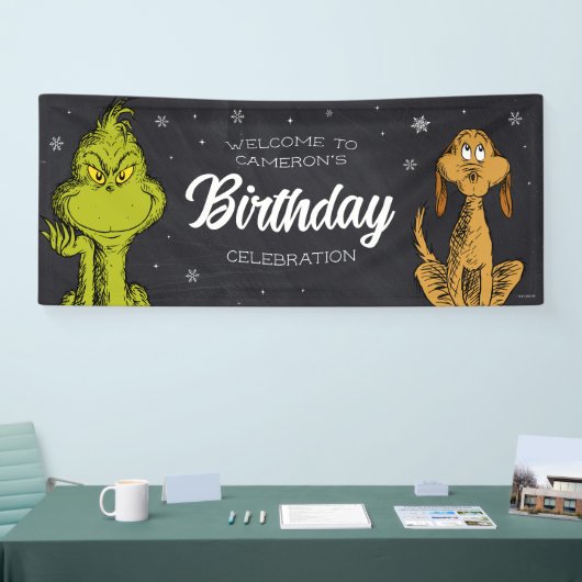 Grinch Chalkboard Verjaardag Spandoek (Beurs)