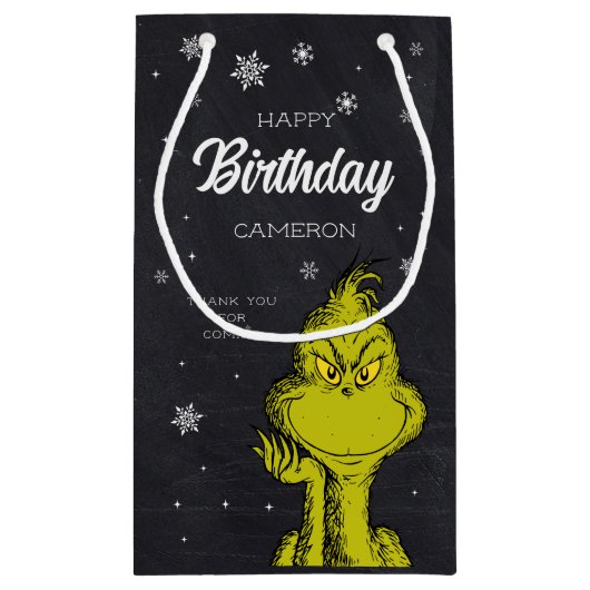 Grinch Chalkboard Verjaardagsgunst Klein Cadeauzakje (Achterkant)